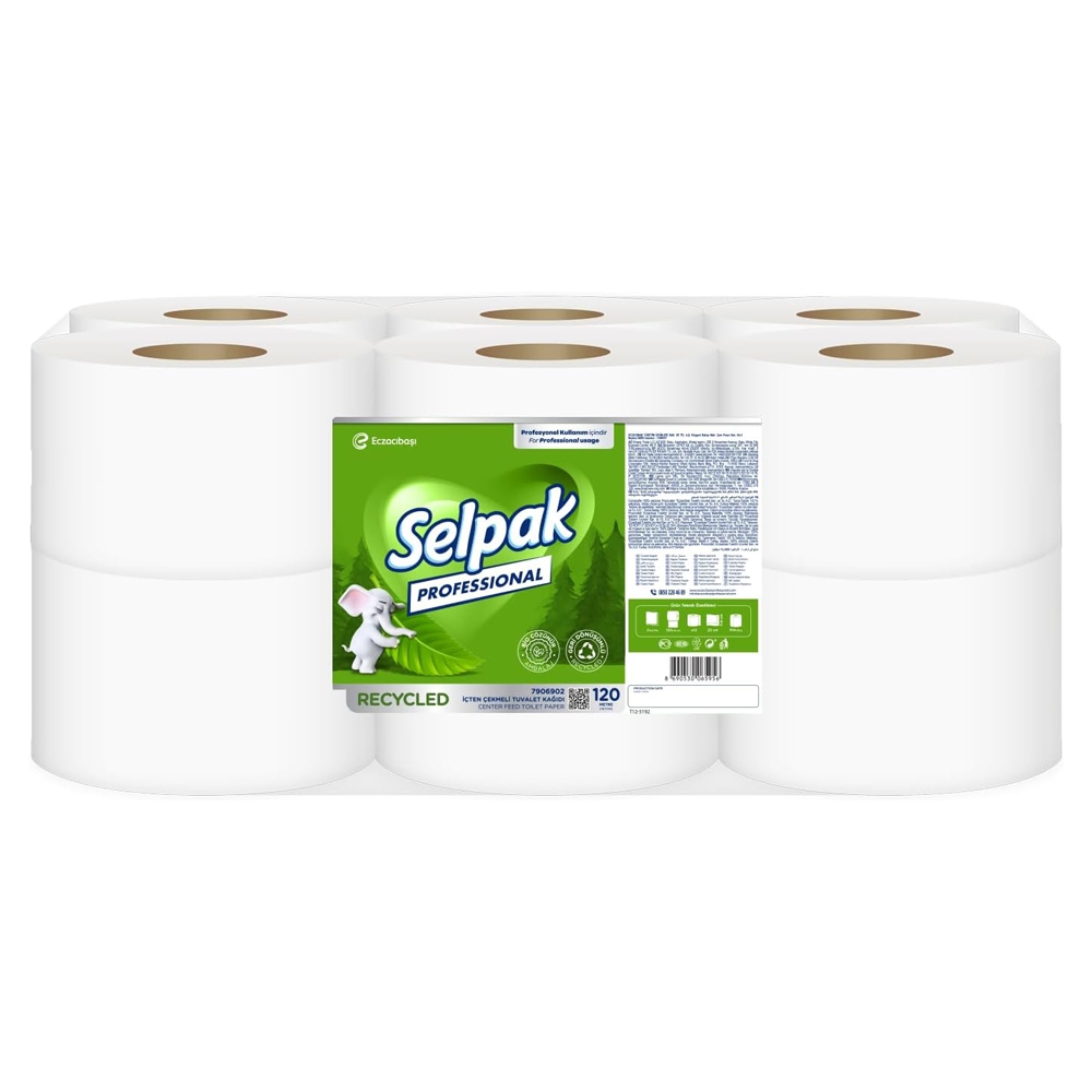 Selpak Profesyonel Recycled İçten Çekmeli Tuvalet Kağıdı 12'li