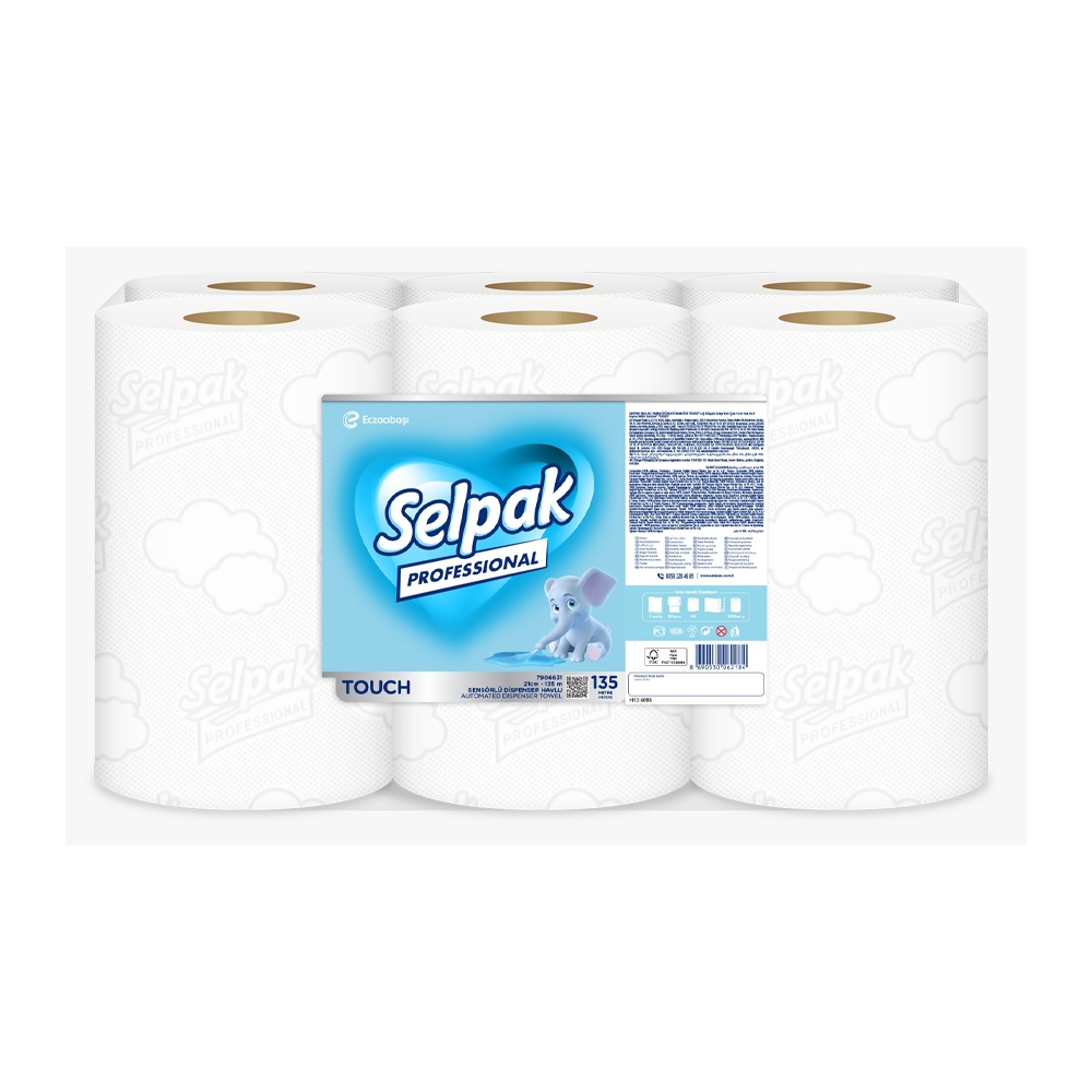 Selpak Touch 21 Cm 135 Metre Hareketli Havlu 6'Lı